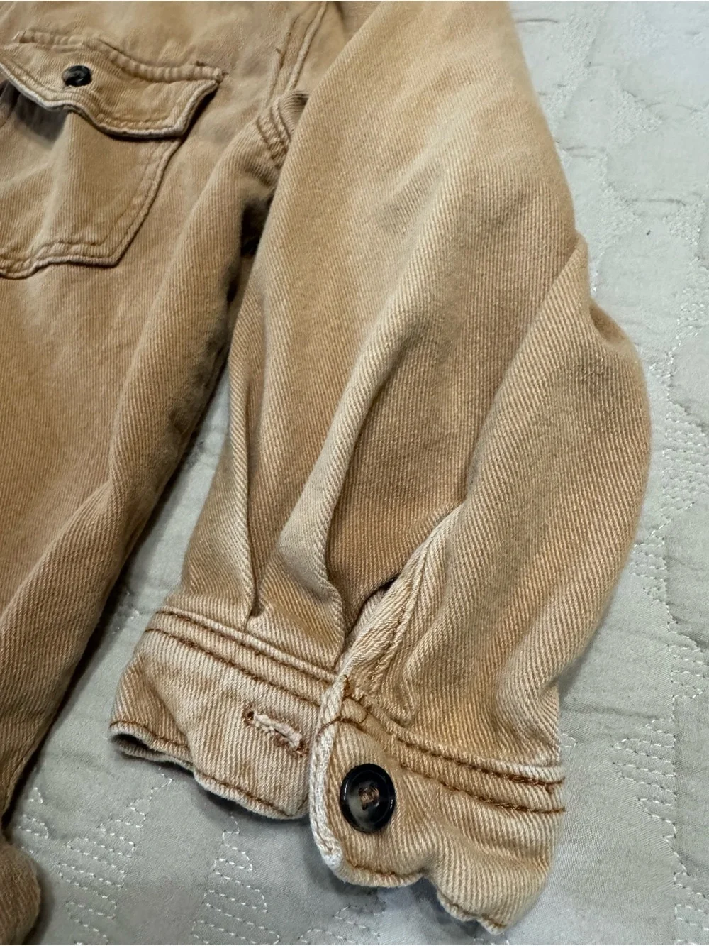 Princess Polly Vintage Workshirt Button-Up in Camel Cotton Tan - Picture 4 of 8